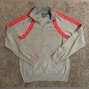 Armani Exchange Gray Zip-Up Sweater with Red Accents